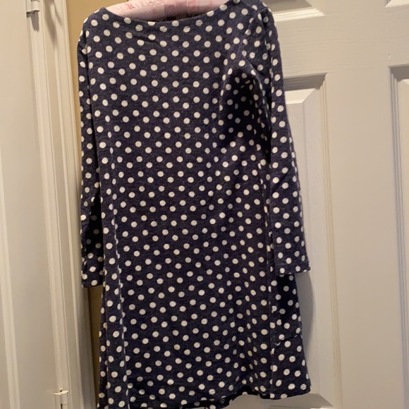 Super cute navy with white polkadots dress light sweater type material - Picture 3 of 5